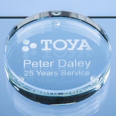 Image of 9cm x 18mm Clear Glass Round Paperweight